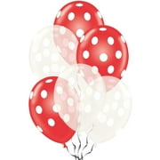 PMU Polka Dot Balloons - Multicolor Small Balloons for Birthdays, Weddings, Christmas, Halloween Anniversaries, Baby Shower \u0026 Party Favors Supplies - 11 Inch Red and Crystal Clear, Pkg/12